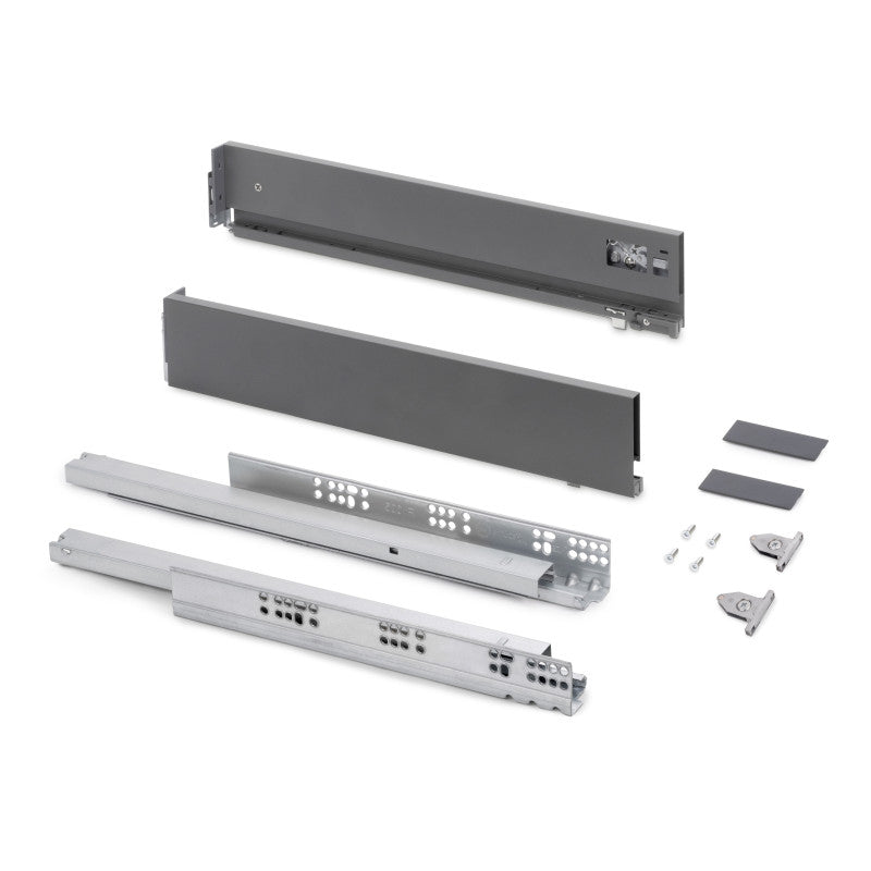 Emuca Cassetto esterno Vertex con regolazione 3D altezza 131mm, 40kg, profondità 350mm, Acciaio, Verniciato bianco