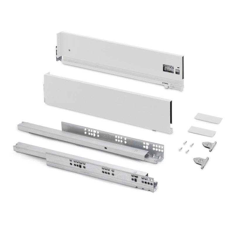 Emuca Cassetto esterno Vertex con regolazione 3D altezza 131mm, 40kg, profondità 450mm, Acciaio, Verniciato alluminio