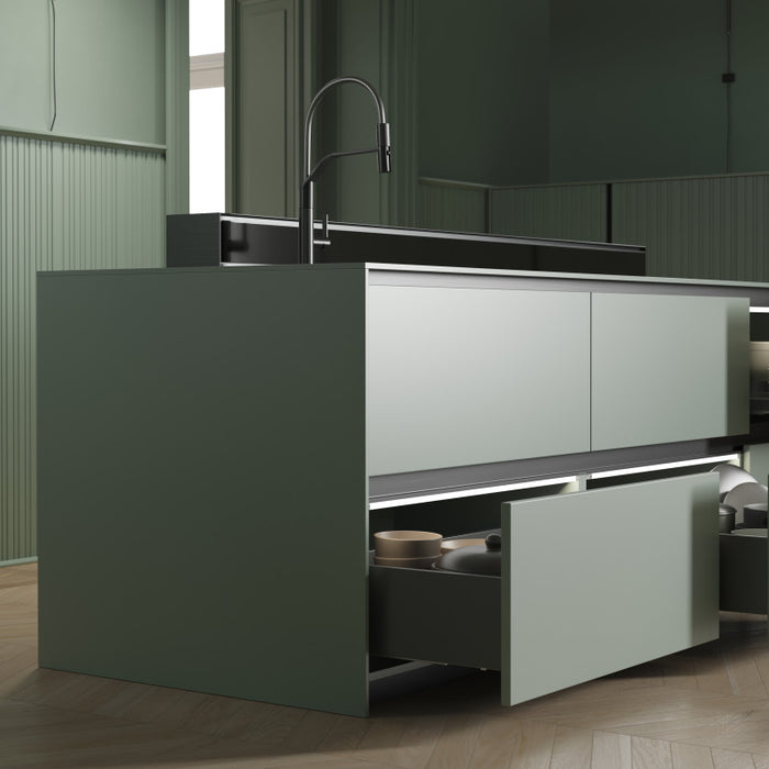 Emuca Cassetto esterno Vertex con regolazione 3D altezza 131mm, 60kg, profondità 500mm, Acciaio, Verniciato bianco