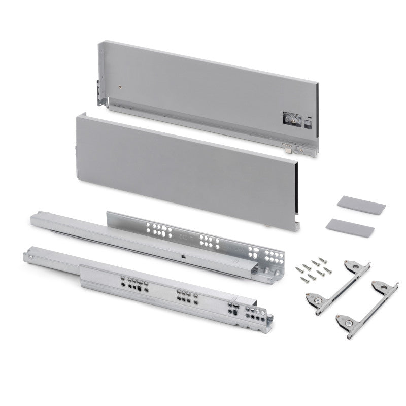 Emuca Cassetto esterno Vertex con regolazione 3D altezza 178mm, 40kg, profondità 350mm, Acciaio, Grigio antracite