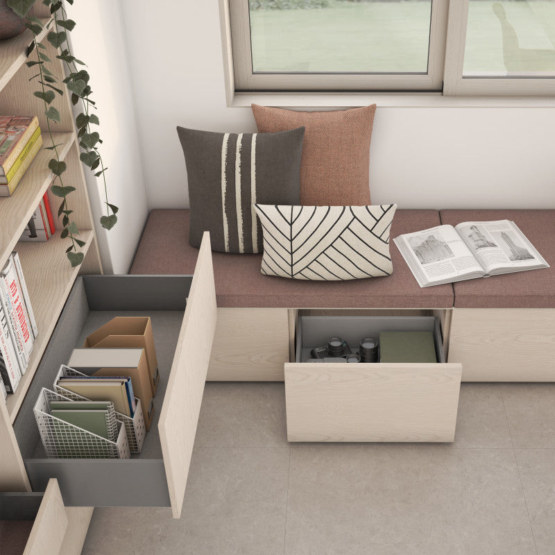 Emuca Cassetto esterno Vertex con regolazione 3D altezza 93mm, 40kg, profondità 450mm, Acciaio, Grigio antracite