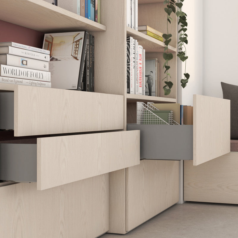 Emuca Cassetto esterno Vertex con regolazione 3D altezza 93mm, 40kg, profondità 500mm, Acciaio, Grigio antracite