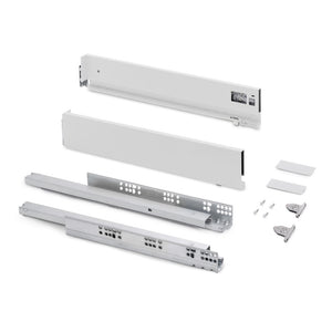 Emuca Cassetto esterno Vertex con regolazione 3D altezza 93mm, 40kg, profondità 500mm, Acciaio, Verniciato alluminio