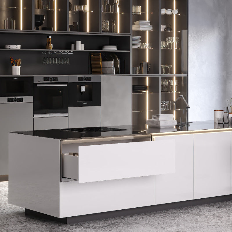 Emuca Cassetto esterno Vertex con regolazione 3D altezza 93mm, 60kg, profondità 500mm, Acciaio, Grigio antracite