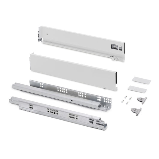 Emuca Cassetto esterno Vertex con regolazione 3D altezza 93mm, 60kg, profondità 500mm, Acciaio, Grigio antracite