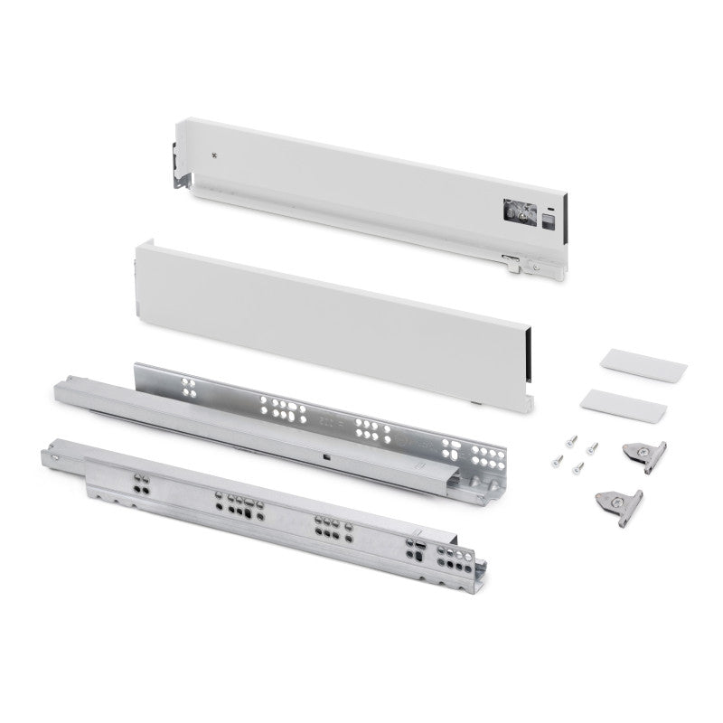 Emuca Cassetto esterno Vertex con regolazione 3D altezza 93mm, 60kg, profondità 500mm, Acciaio, Grigio antracite