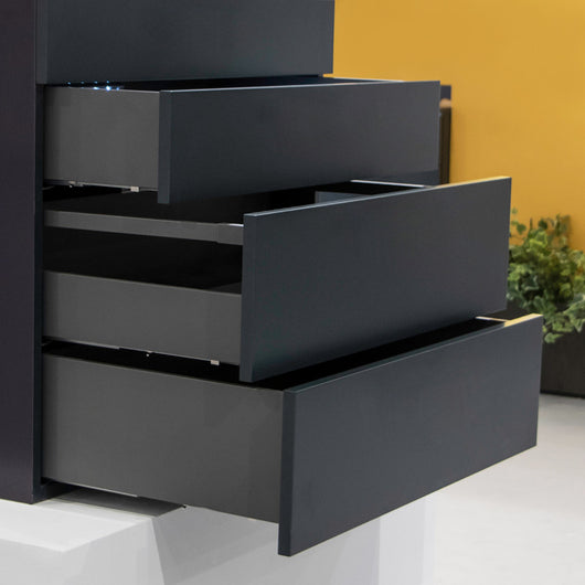 Emuca Cassetto Vertex Push Sincro con regolazione 3D, altezza 178mm , 40kg, profondità 500mm, Acciaio, Verniciato bianco