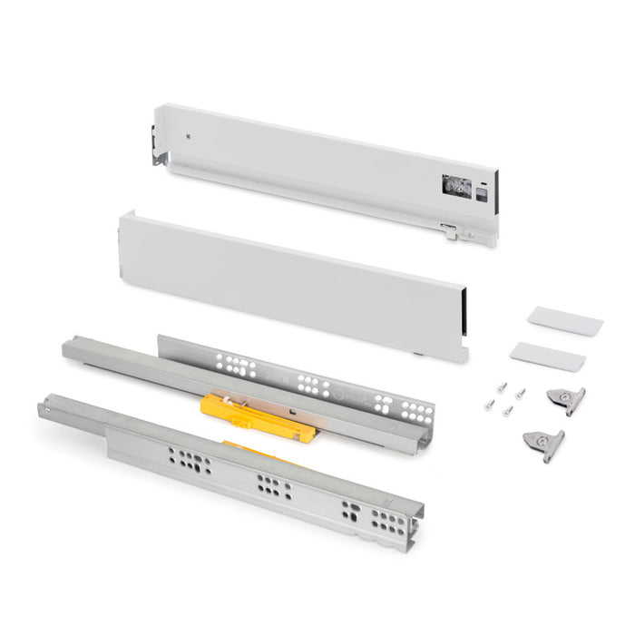 Emuca Cassetto Vertex Push Sincro con regolazione 3D, altezza 93mm, 40kg, profondità 400mm, Acciaio, Grigio antracite