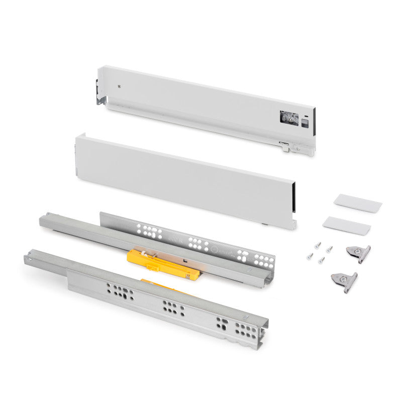 Emuca Cassetto Vertex Push Sincro con regolazione 3D, altezza 93mm, 40kg, profondità 400mm, Acciaio, Grigio antracite