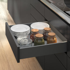 Emuca Cassetto Vertex Push Sincro con regolazione 3D, altezza 93mm , 40kg, profondità 400mm, Acciaio, Verniciato bianco