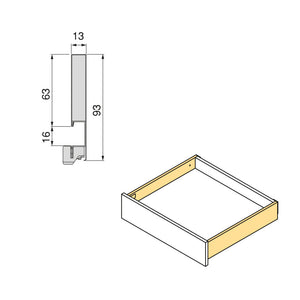Emuca Cassetto Vertex Push Sincro con regolazione 3D, altezza 93mm , 40kg, profondità 400mm, Acciaio, Verniciato bianco