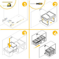 Emuca Kit di contenitori per la raccolta differenziata per cassetti da cucina Recycle Altezza Recycle 266 mm, 1x15 lt,..