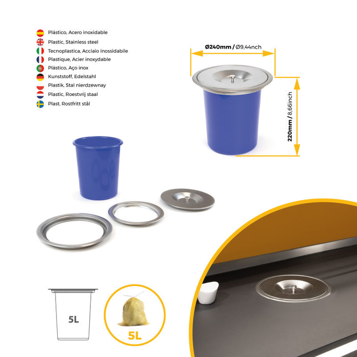 Emuca Kit di contenitori per la raccolta differenziata per cassetti da cucina Recycle Altezza Recycle 266 mm, 2x15 lt,..
