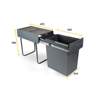 Emuca Kit di contenitori per la raccolta differenziata per cassetti da cucina Recycle Altezza Recycle 266 mm, 2x15 lt,..