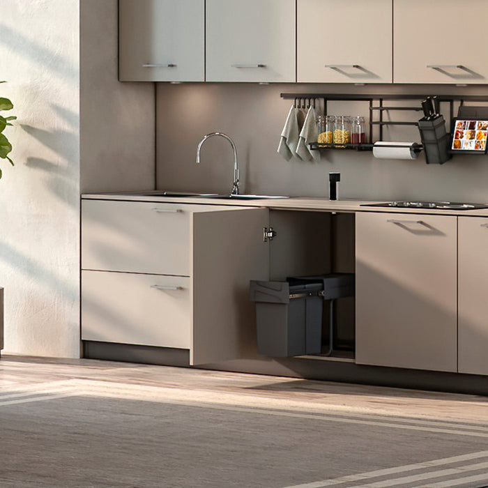 Emuca Kit di contenitori per la raccolta differenziata per cassetti da cucina Recycle Altezza Recycle 266 mm, 2x15 lt,..