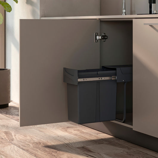 Emuca Kit di contenitori per la raccolta differenziata per cassetti da cucina Recycle Altezza Recycle 266 mm, 2x15 lt,..