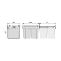 Emuca Kit di contenitori per la raccolta differenziata per cassetti da cucina Recycle Altezza Recycle 266 mm, 2x7 lt, ..