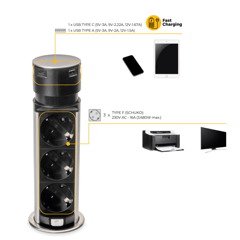 Emuca Lotto di 10 interruttori da incasso D21x21, Tecnoplastica, Bianco
