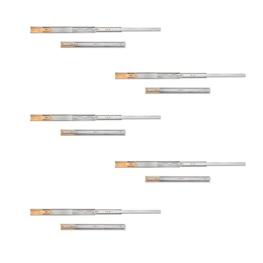 Emuca Lotto di 5 set guide per cassetti, a sfera, altezza 45 mm, profondità 450 mm, estraibili, chiusura soft, Nera
