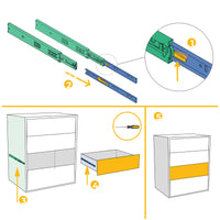 Emuca Lotto di 5 set guide per cassetti, a sfera, altezza 45 mm, profondità 500 mm, estraibili, chiusura soft, Nera