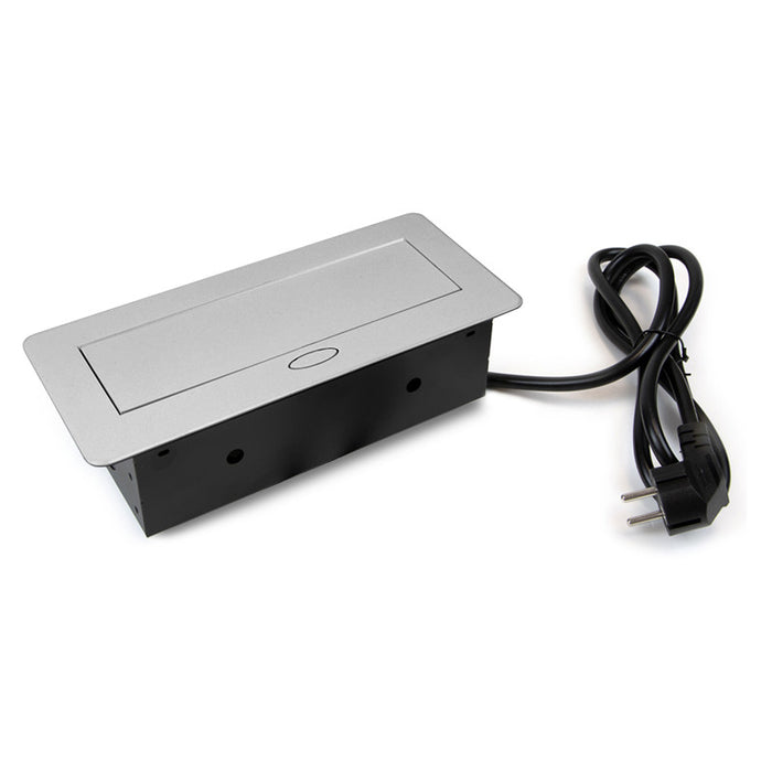 Emuca Multiconnettore Atom 26, 225x111mm, 2 prese Schuko, 1 USB Tipo A, 1 USB Tipo C, 1 RJ45, 1 HDMI, Zama-Acciaio-Pla..