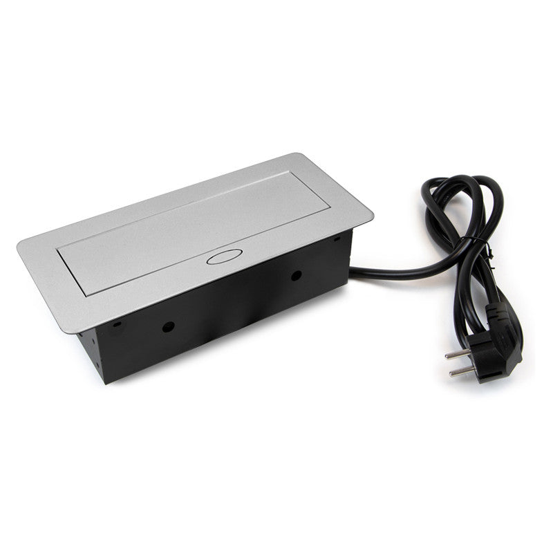 Emuca Multiconnettore Atom 26, 225x111mm, 2 prese Schuko, 1 USB Tipo A, 1 USB Tipo C, 1 RJ45, 1 HDMI, Zama-Acciaio-Pla..