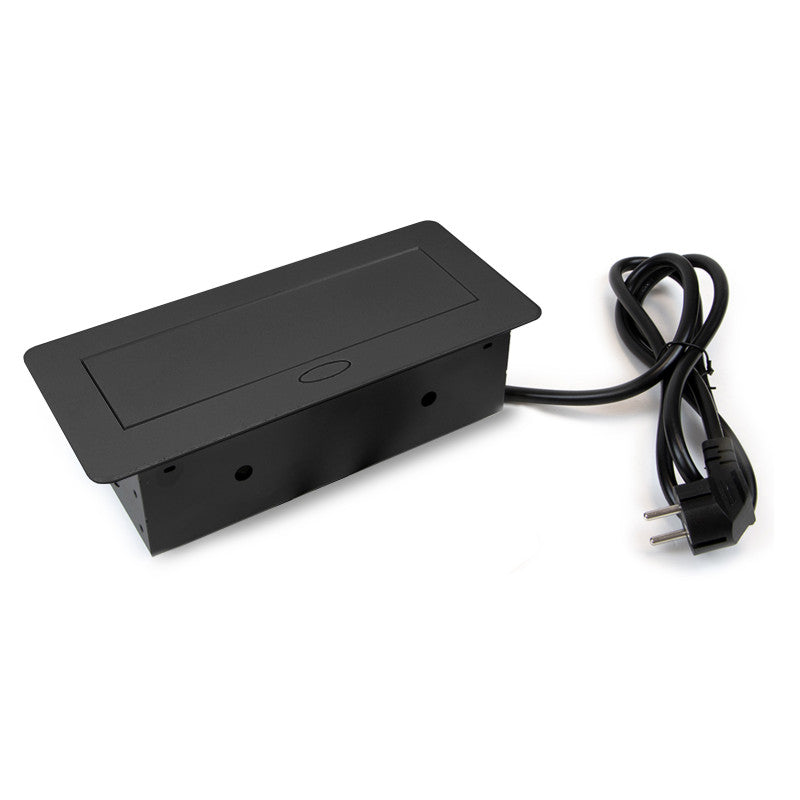 Emuca Multiconnettore da tavolo Atom 26 Lite, 225x111 mm, 2 prese Schuko, 1 USB Tipo A, 1 USB Tipo C, Zama-Acciaio-Pla..