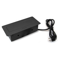 Emuca Multiconnettore da tavolo Atom 26 Lite, 225x111 mm, 2 prese Schuko, 1 USB Tipo A, 1 USB Tipo C, Zama-Acciaio-Pla..