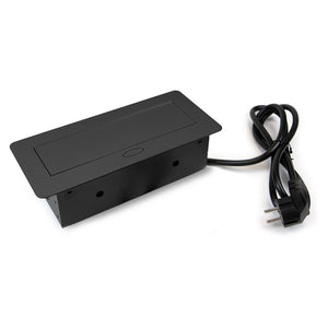 Emuca Multiconnettore da tavolo Atom 26 Lite, 225x111 mm, 2 prese Schuko, 1 USB Tipo A, 1 USB Tipo C, Zama-Acciaio-Pla..