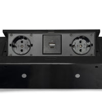 Emuca Multiconnettore da tavolo Atom 26 Lite, 225x111 mm, 2 prese Schuko, 1 USB Tipo A, 1 USB Tipo C, Zama-Acciaio-Pla..