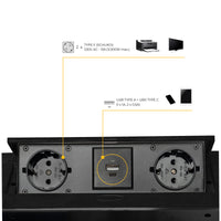 Emuca Multiconnettore da tavolo Atom 26 Lite, 225x111 mm, 2 prese Schuko, 1 USB Tipo A, 1 USB Tipo C, Zama-Acciaio-Pla..