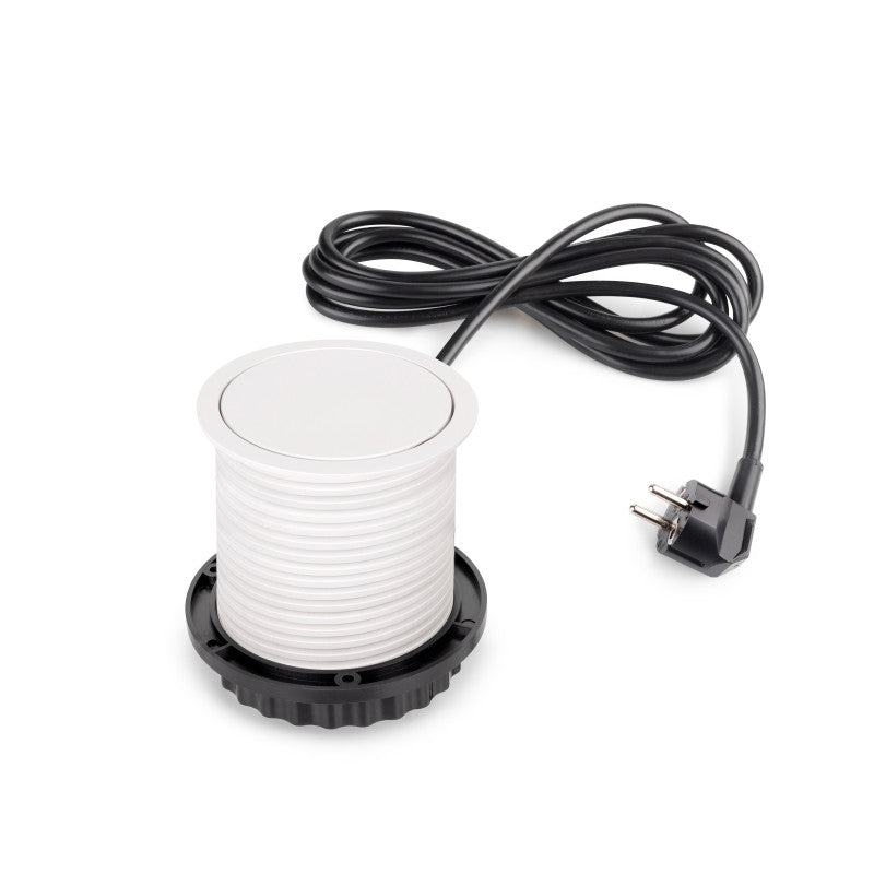 Emuca Multiconnettore Vertikal Push diametro 100mm, 3 spine di tipo Schuko, 1 USB tipo A, 1 USB tipo C, Acciaio e Tecn..