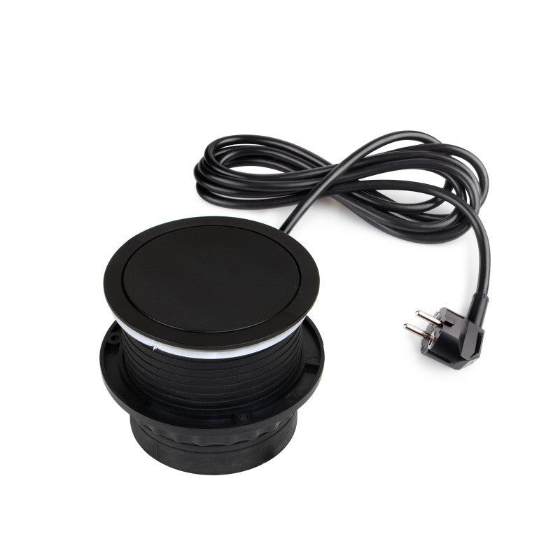 Emuca Multiconnettore Vertikal Push diametro 100mm, 3 spine di tipo Schuko, 1 USB tipo A, 1 USB tipo C, Acciaio e Tecn..