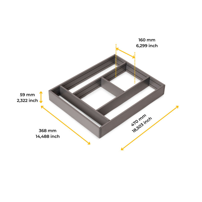Emuca Organizzatore per cassetti Alumount 600x500, Alluminio, Grigio antracite