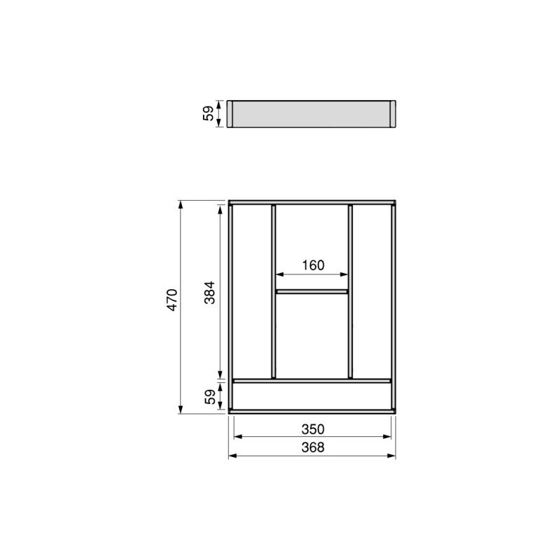 Emuca Organizzatore per cassetti Alumount 600x500, Alluminio, Grigio antracite