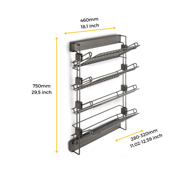 Emuca Porta scarpe estraibile laterale per armadi e cabine armadio Quartz, Destro, Acciaio, Titanio