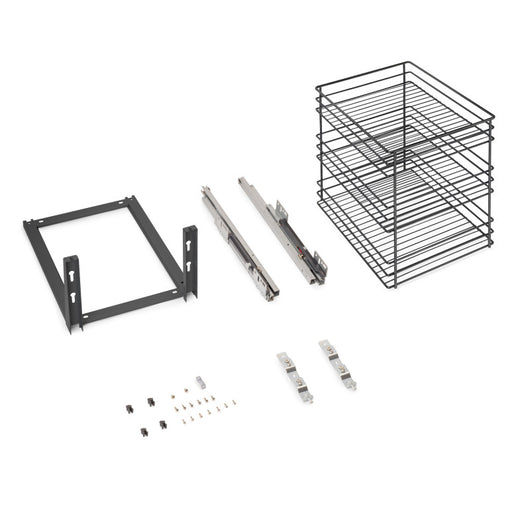 Emuca Portabottiglie estraibile TitaneMax con chiusura soft, lato sinistro, 3 vassoi, unità 150 mm, Acciaio, Grigio A..