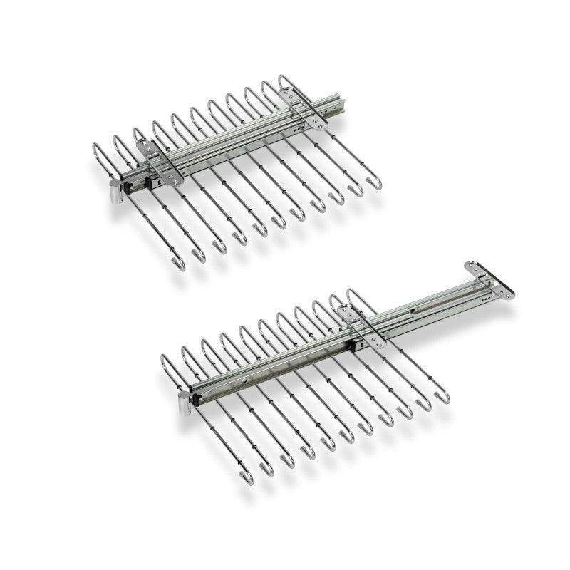 Emuca Portapantaloni estraibile, 11 aste, guide di estrazione totale, Acciaio, Verniciato nero