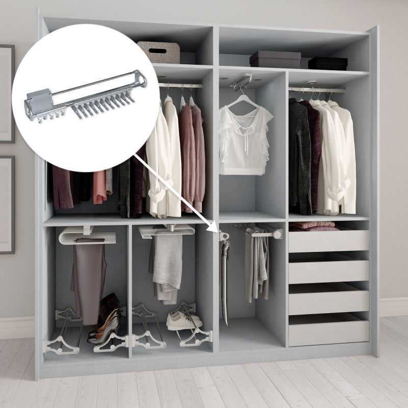 Emuca Portapantaloni estraibile laterale Self, Acciaio e Tecnoplastica, Verniciato alluminio