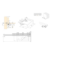 Emuca Set di guide per cassetti a scomparsa Silver, estrazione totale, chiusura soft, profondità 350 mm, Acciaio, Zin..