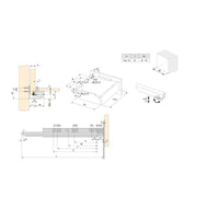 Emuca Set di guide per cassetti a scomparsa Silver, estrazione totale, push, profondità 350 mm, Acciaio, Zincato bianco