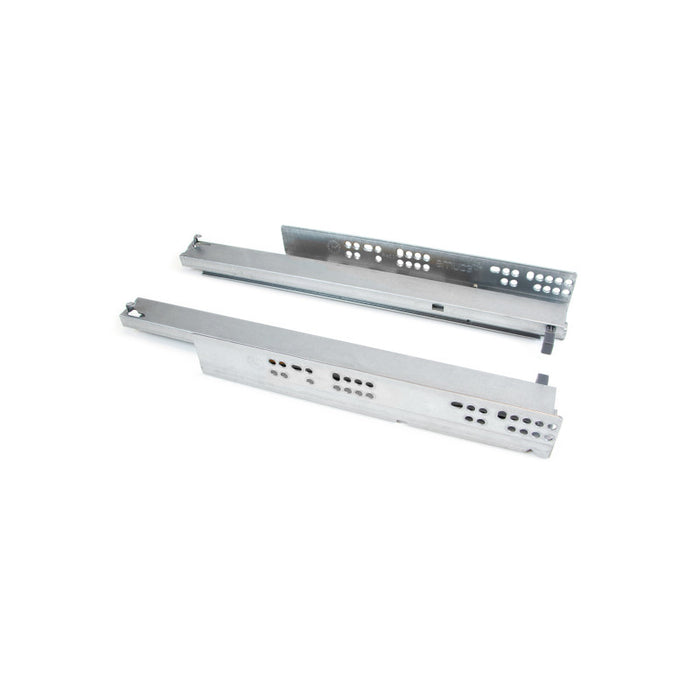 Emuca Set di guide per cassetti a scomparsa Silver, estrazione totale, push, profondità 350 mm, Acciaio, Zincato bianco