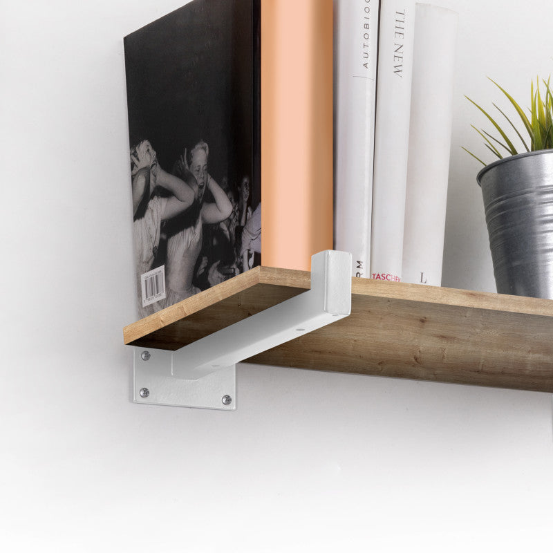 Emuca Set di supporti per mensole in legno Shelf dritto con tubo quadro, Acciaio, Verniciato nero