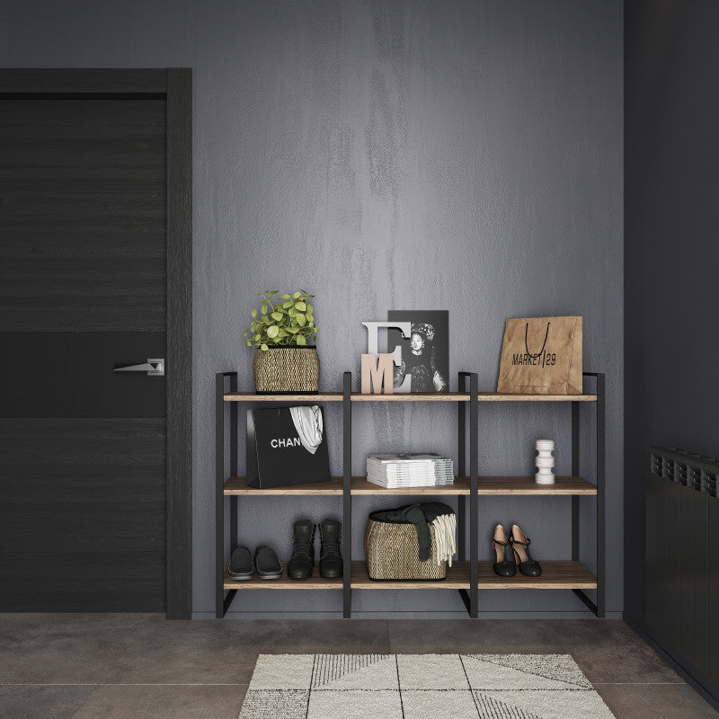 Emuca Set di telai per scaffali Lader, altezza 1150 mm, Acciaio, Verniciato nero