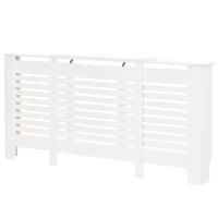 Mobile Copricalorifero Larghezza Regolabile e Mensola Superiore in MDF e Legno, 140-202x19x82.5cm, Bianco