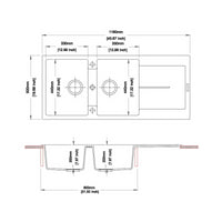Enigma D200 lavello 2 vasche e gocciolatoio croma