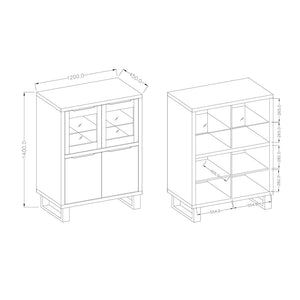 Set di 3 mobili da soggiorno collezione MILO. Colore rovere. Stile industriale.