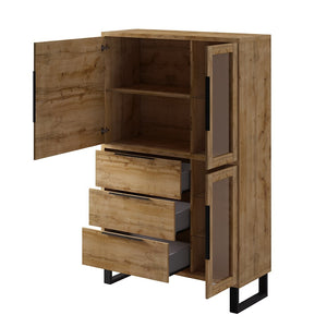 Set di 3 mobili da soggiorno collezione MILO. Colore rovere. Stile industriale.