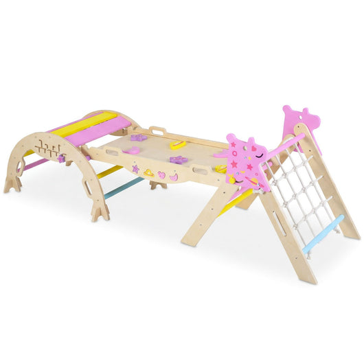 Set da arrampicata a triangolo pieghevole 57 x 53 x 58 cm Design moderno sicuro e ispirato al metodo Montessori in legno di faggio naturale 20_0017695