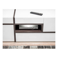 Set 4 mobili da salotto collezione CRISS con LED integrati. Colore bianco e finiture in rovere.